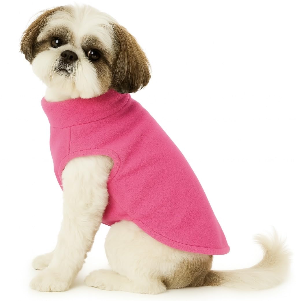 KUTKUT Drooling Light Weight Winter Fleece Vest Pullover for Small Dogs and Cats | Warm Turtle Neck Pullover for Shih Tzu, Pekingese, Poodle etc. (Size: L, Chest: 48cm, Back Length: 39cm)