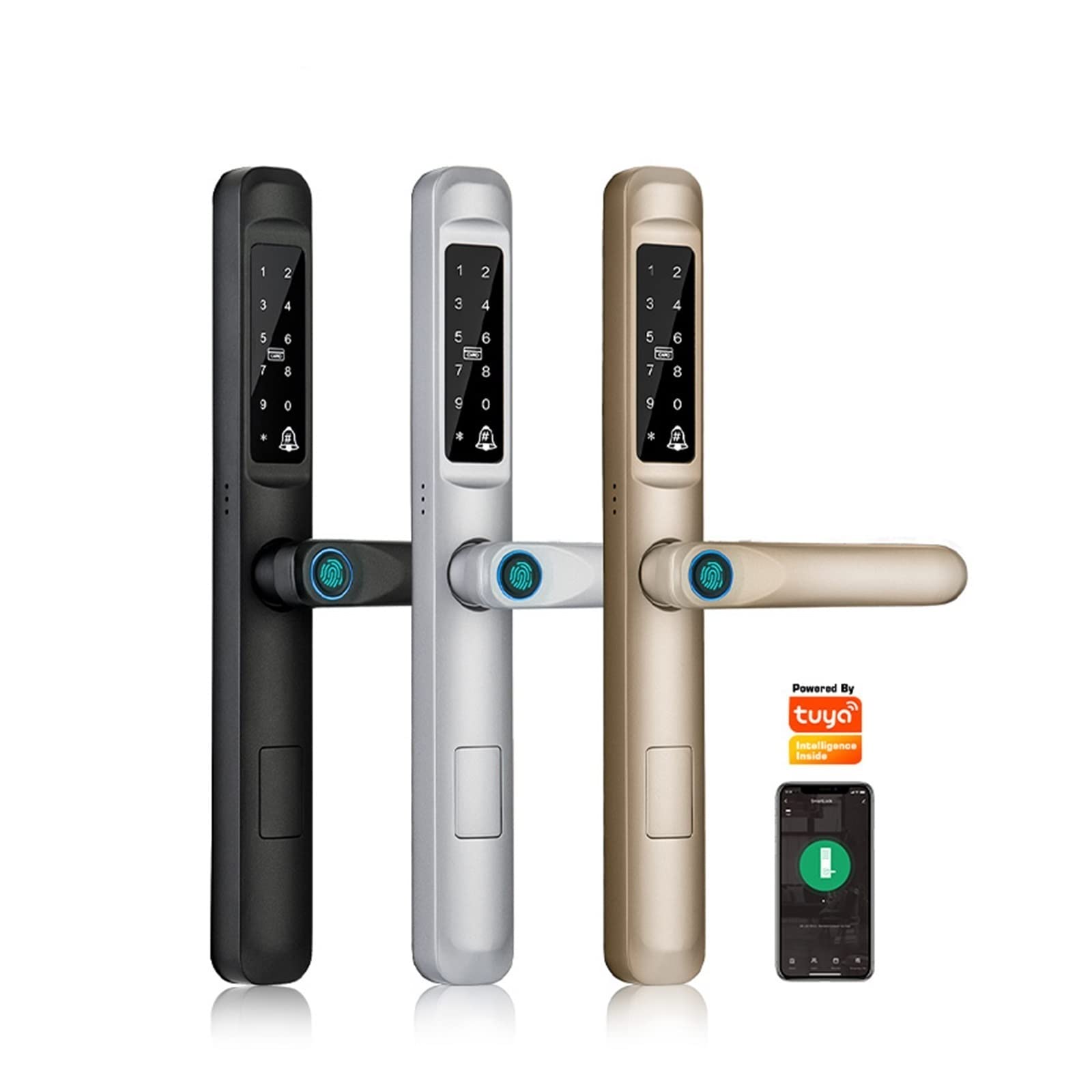 Tuya App impermeabile Smart Door Lock Serratura biometrica in alluminio Maniglia for porta con impronte digitali senza chiave digitale for vetro scorrevole(A6 TYS 2885 hook)