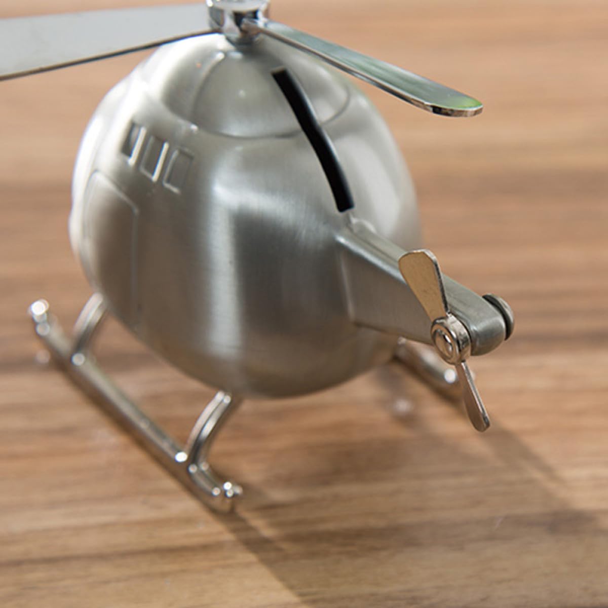 Homoyoyo Tirelire Hélicoptère Argenté en Plastique Mini Taille Boîte à Pièces pour Garçon et Filles et Décoration de Bureau Éducatif pour Économiser de L'argenté Ornement de Bureau Maison