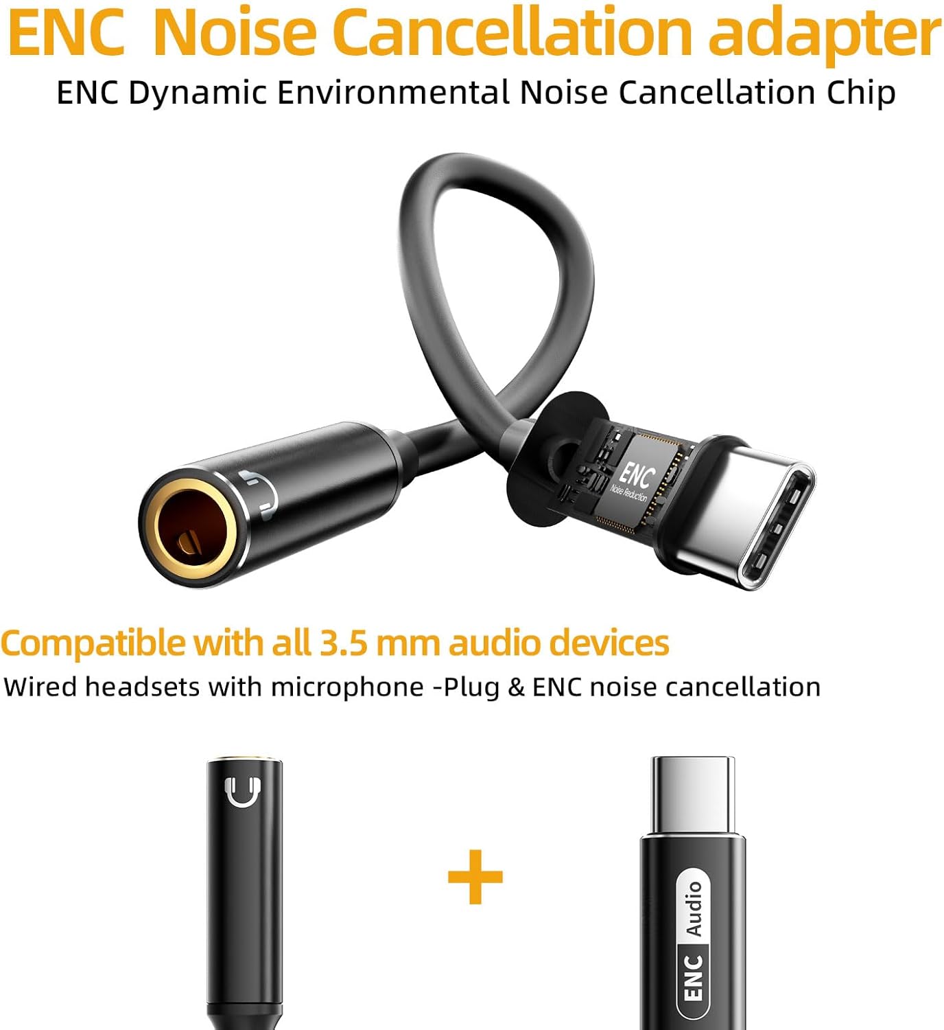 ENC Noise Cancelling Wired Earbuds, Hybrid Driver Wired Headphones with USB Type C to 3.5mm Adapter, Microphone Hands-Free Calls 3.5mm Jack in-Ear Headphones for iPhone 16/15/PC