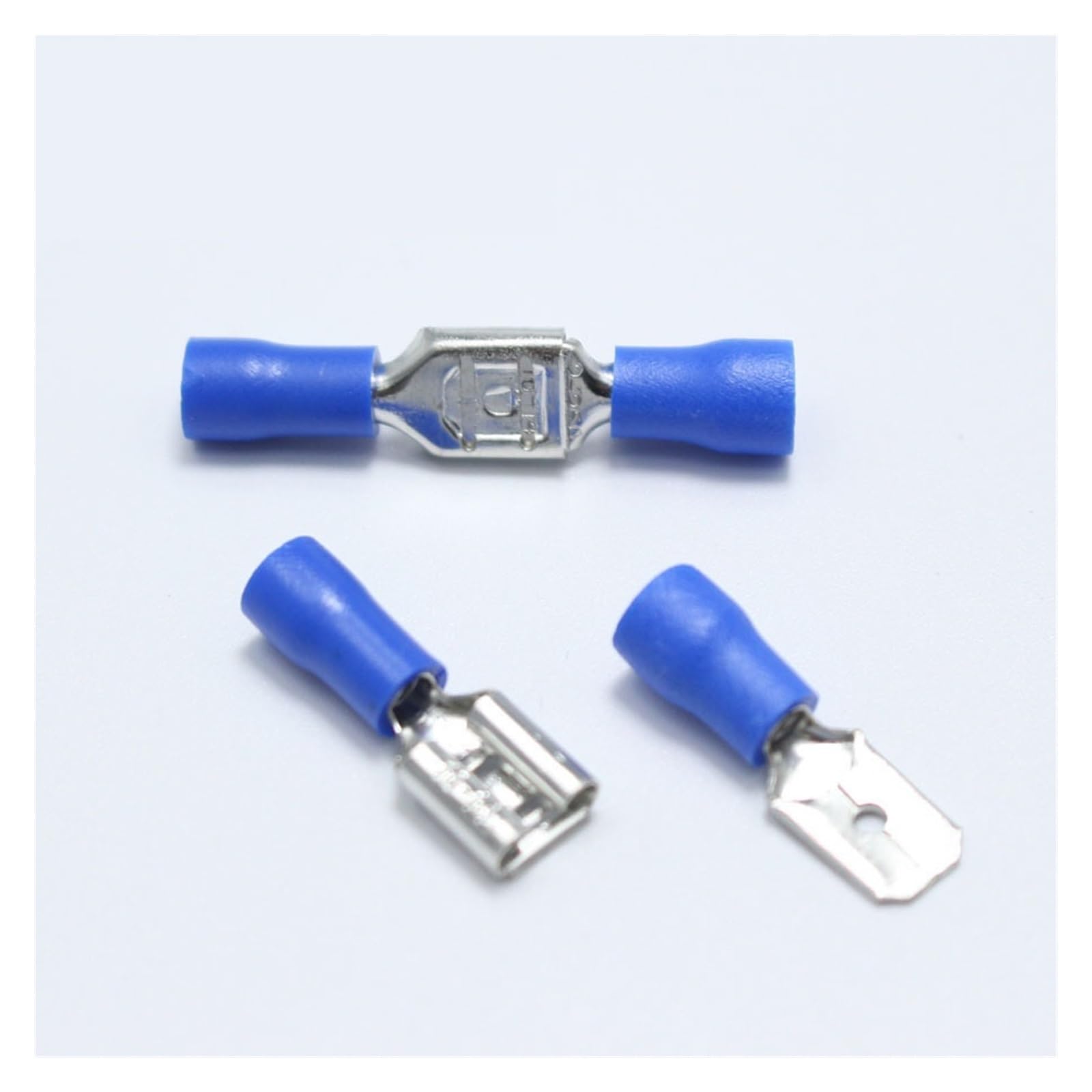 QMKADFQXF 10pairs 6.3mm Spade Crimp Terminal 6.3 Male Female Pre Insulated Blue Electrical Connectors for 16-14AWG Wire /1.5-2.5mm2 Cable