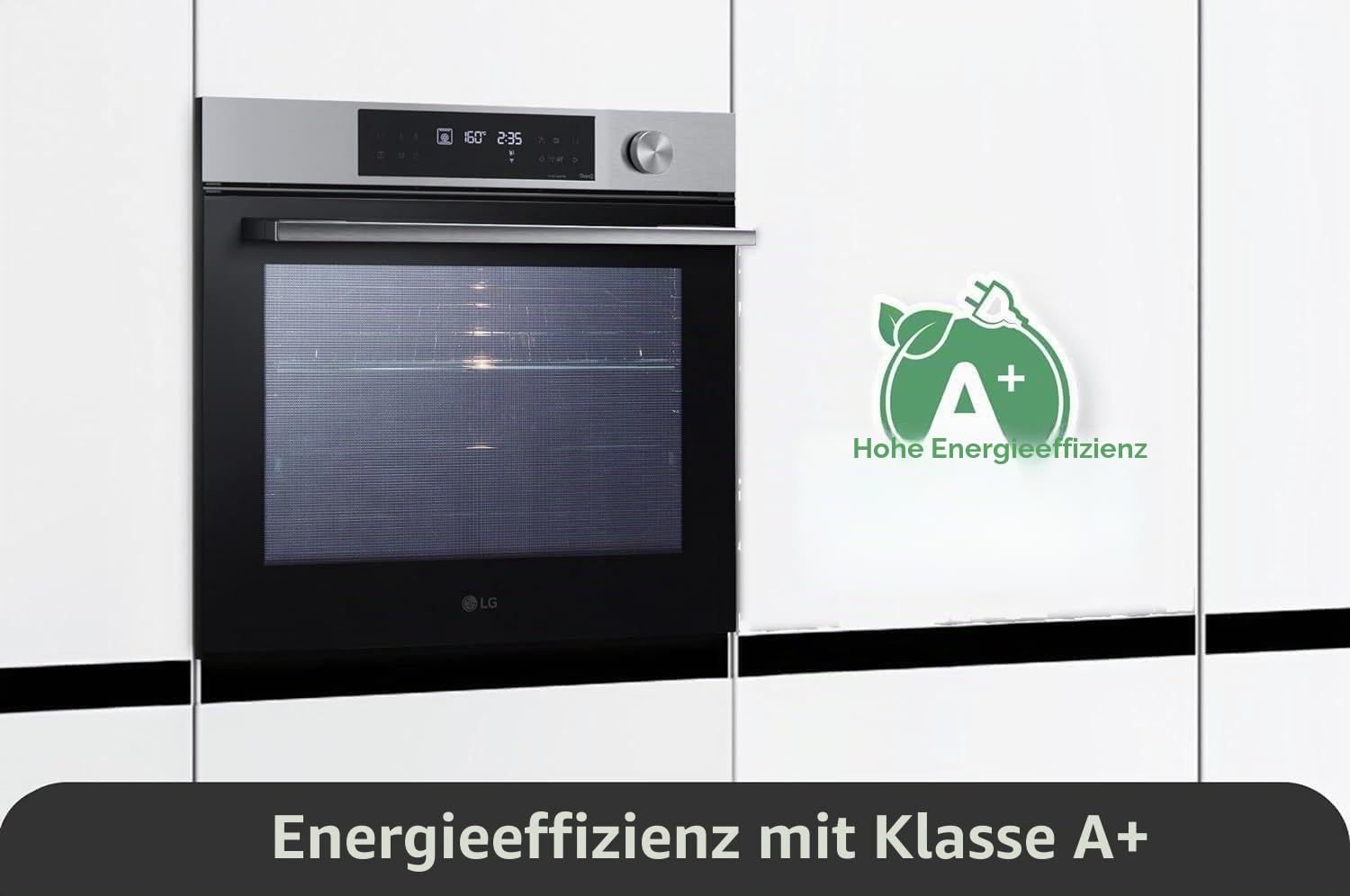 LG InstaView WSED7612S Multifunktions-Einbauofen, Klasse A+, 76 l, 300 °C Air Fry, Sous Vide, Pizza-Modus, ProBake Convection-System, EasyClean, Pyrolyse, WiFi, Isolierung 4 Glasscheiben, Schwarz