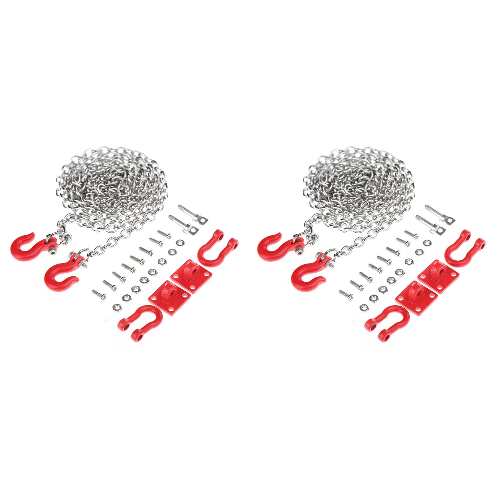 Drfeify RC Trailer Chain Set,Metal U Shaped Hook Trailer Safety Chain Assemble Parts for RC Climbing Crawler Car