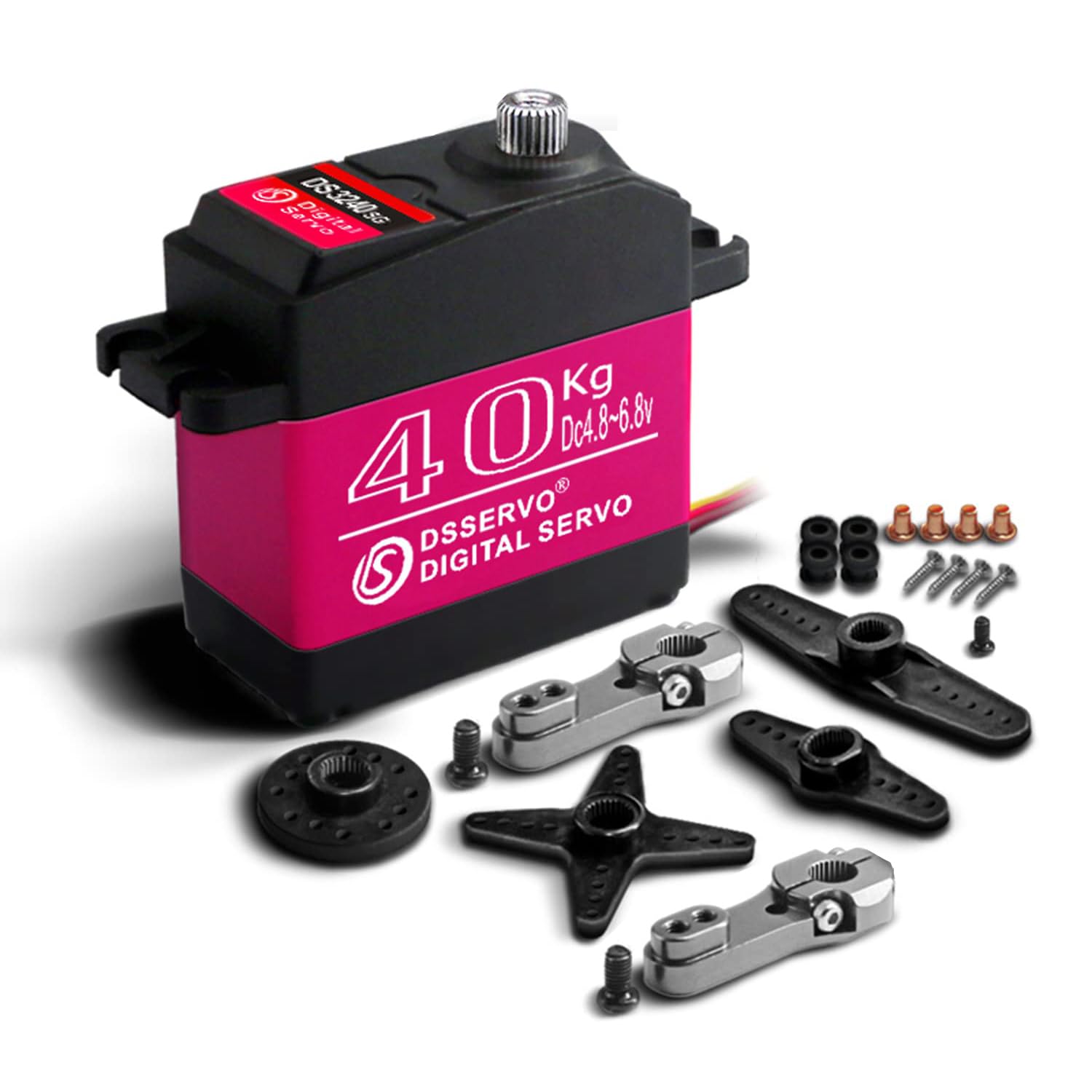 40KG Steering Servo High Torque RC Steering Servo Motor Waterproof for 1/8, 1/10, 1/12 Scale Cars and DIY Projects (270 Degree)