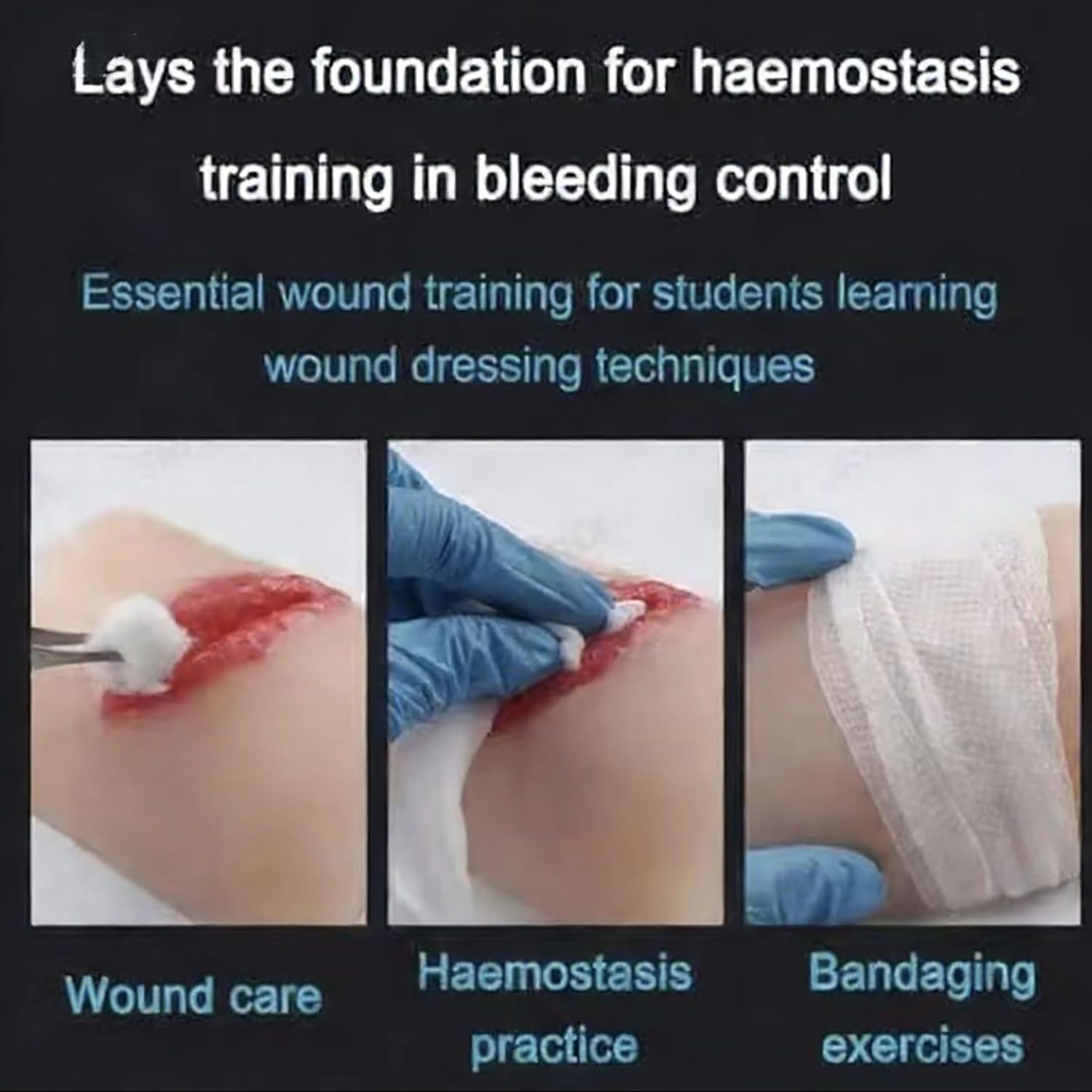 Modelo de entrenamiento de heridas para simulación de laceración, silicona elástica suave para el cuidado de heridas y práctica de vendaje, ideal para enseñanza en el aula y respuesta de emergencia