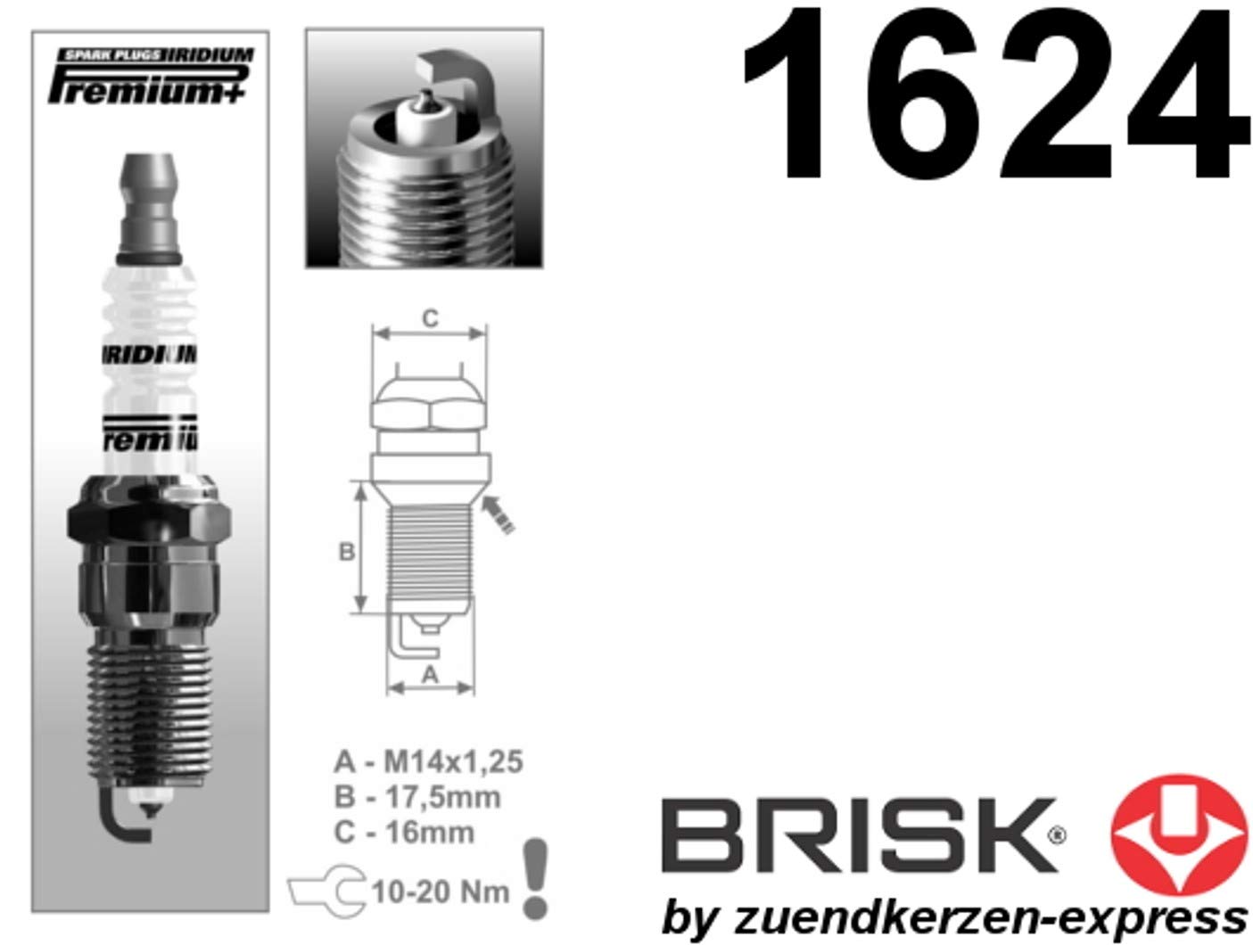BRISK Iridium Premium+ Plus P6 1624 Candele d'accensione, set di 4