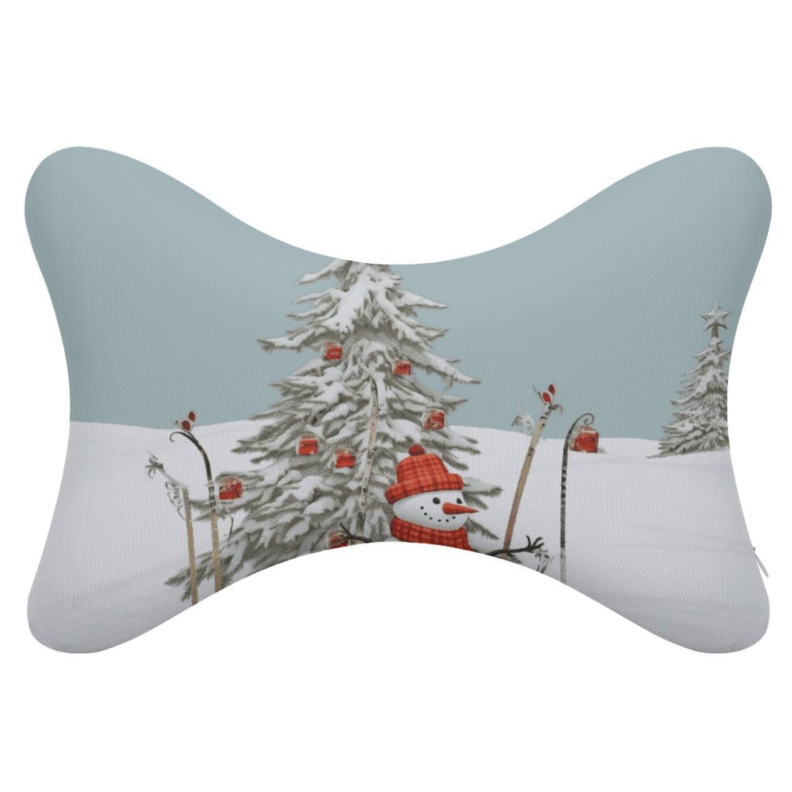 Adfgyerh Style Skiing Christmas Tree Pillow ，Memory Foam Pillow Core，Cushion,Provide Neck Support，Car Pillows For Travel Car Seats And Home Offices.