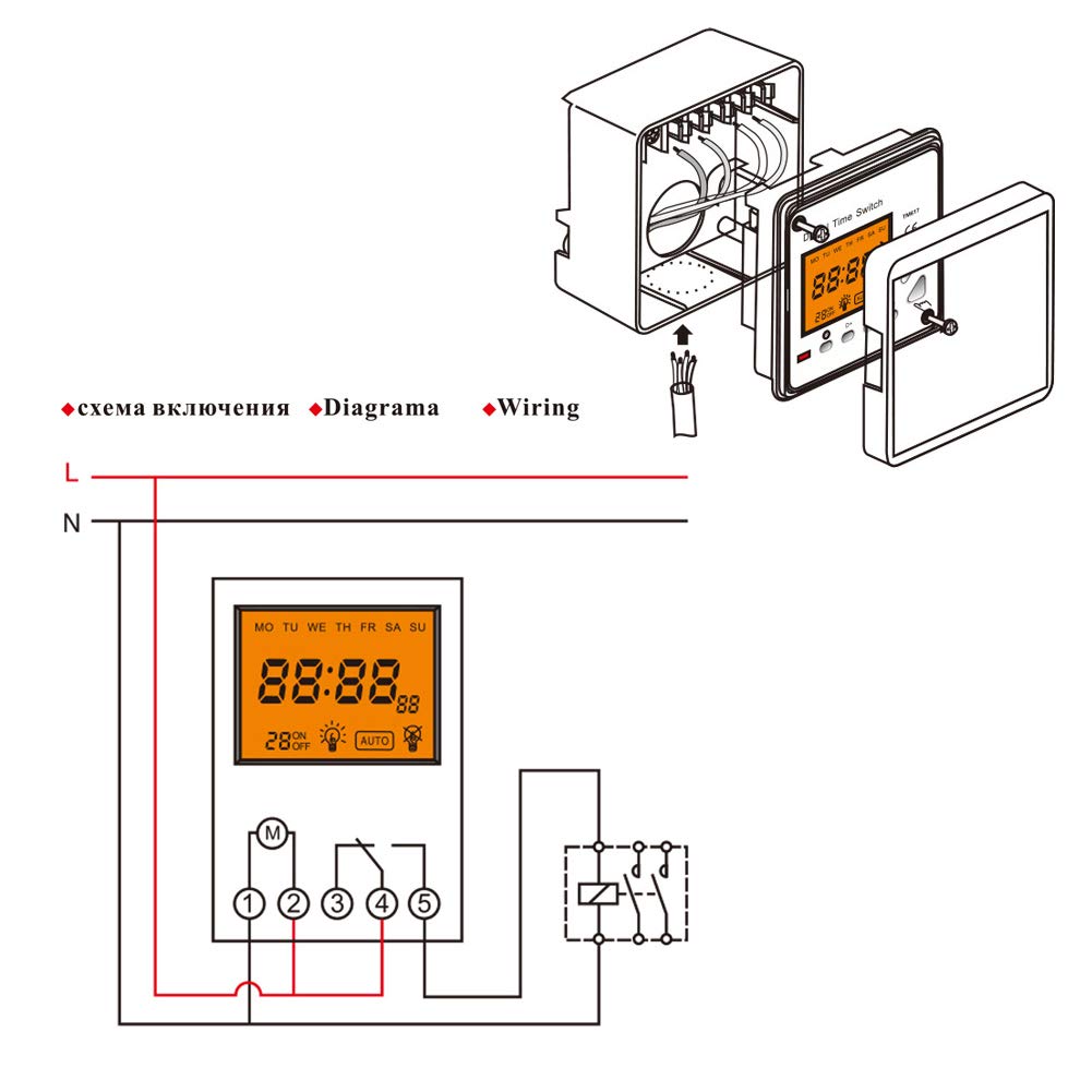 Digitale Zeitschaltuhr 220V, 7 Tage Programmierbar, 168 Stunden Timer, Elektrischer Zeitschalter für Haushaltsgeräte