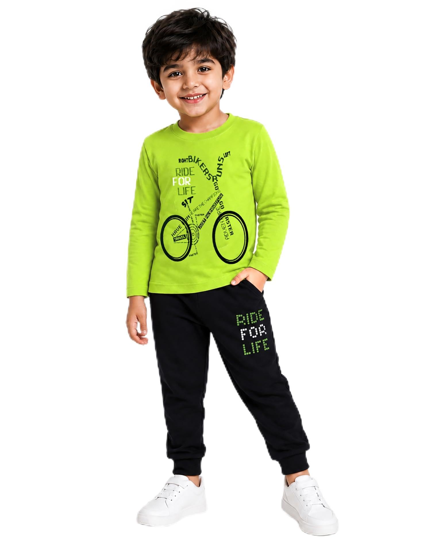 Kuchipoo Boys Regular Fit Cotton T-Shirt and Trackpant Set