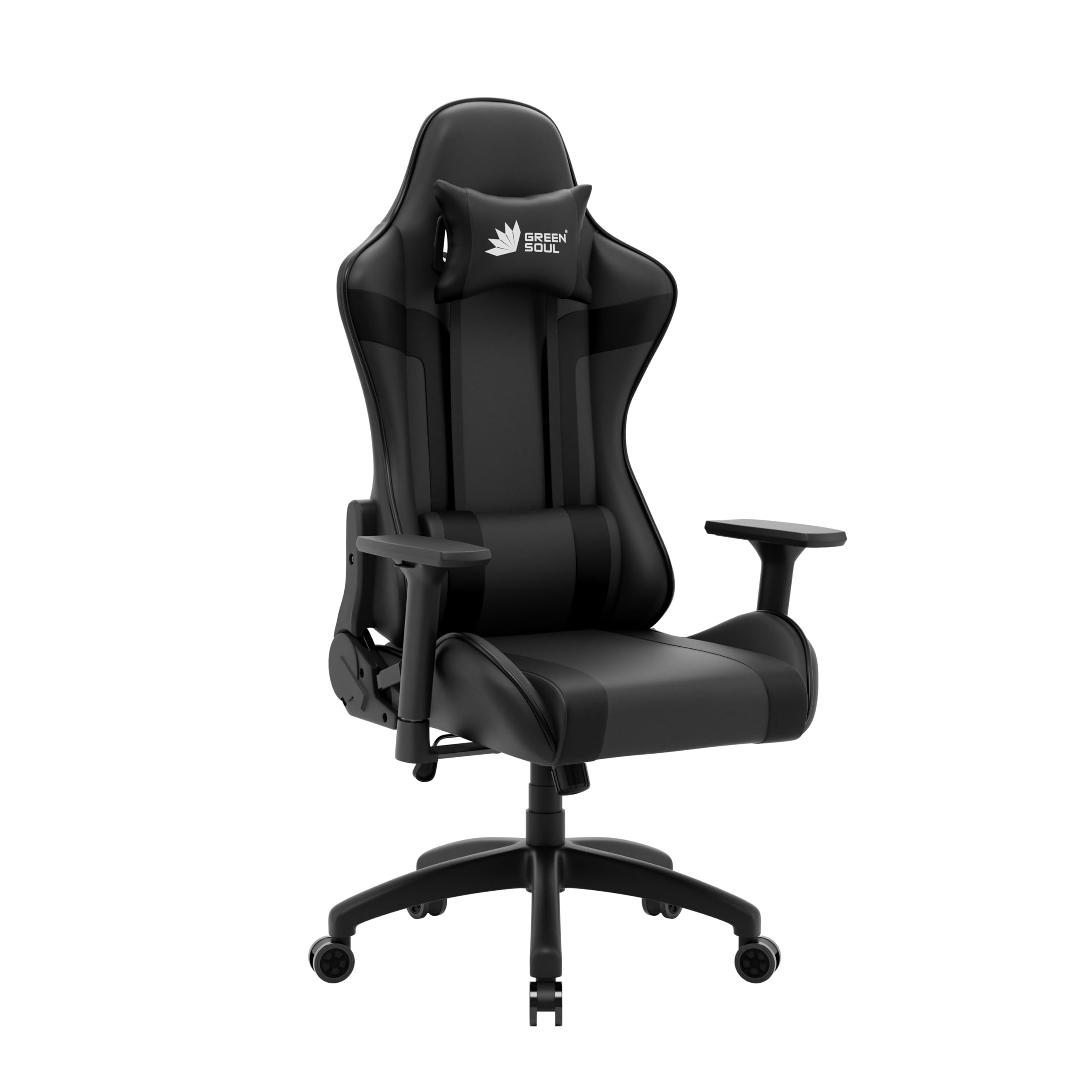 Green Soul Raptor 2.0 Racing Edition Ergonomic Gaming Chair with Premium PU Leather, Adjustable Neck & Lumbar Pillow, 3D Adjustable Armrests & Heavy D...