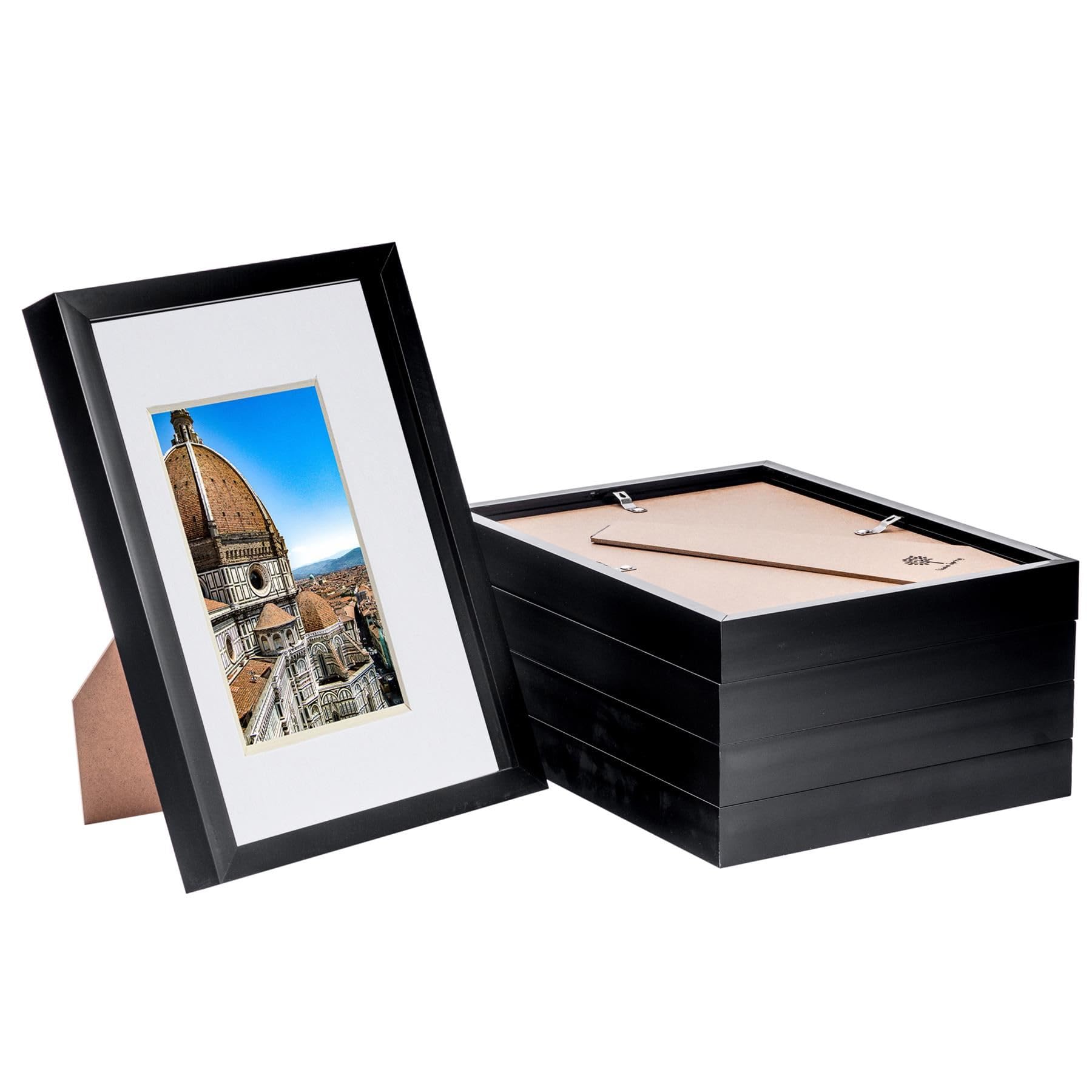 Nicola Spring 3D Shadow Box Frames - A4 Frame (20x30cm) - A5 Mount (14x21cm) - Pack of 5 - Black 3D Photo Box Picture Portrait Display Case Wedding Crafts