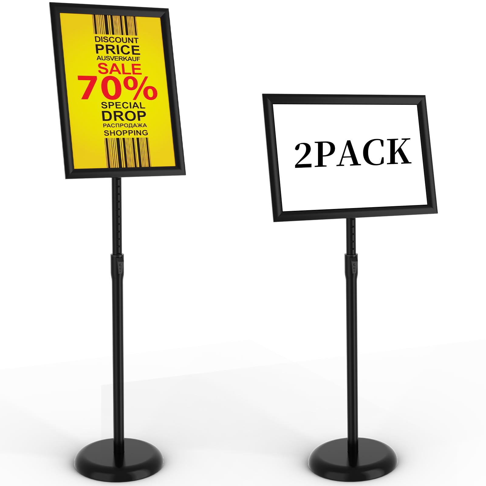 KOOV Sign Holder 11x17 inch-Adjustable Sign Stand for Display, Floor Standing Sign Holder Stand, Pedestal Heavy Duty Poster Stand with Round Base for