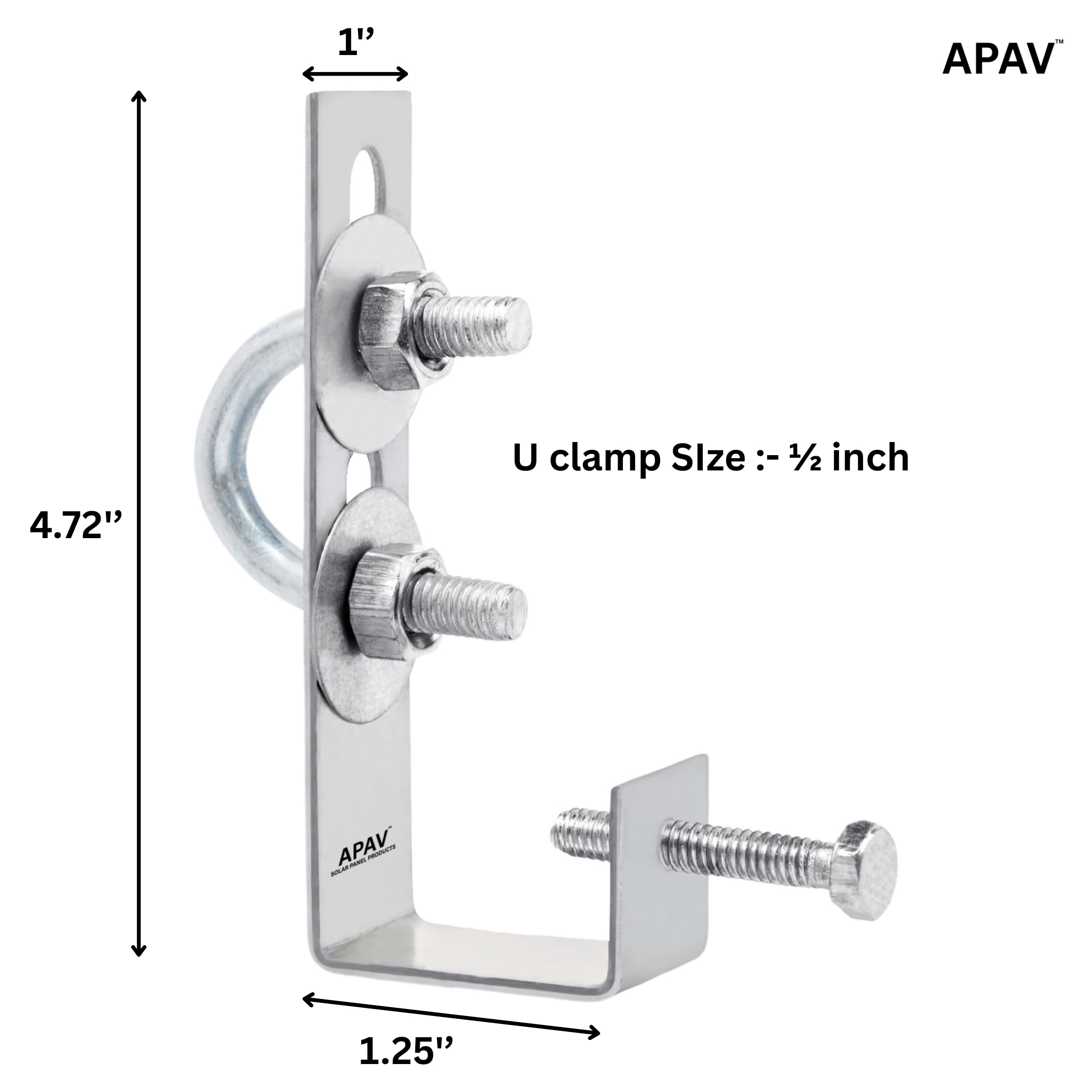 APAV Solar Panel Cleaning Hanger Clamp 1/2 Inch, Galvanized Material, Easy Installation, Fits All Solar Panel Frames, Durable Support for Plumbing Pipes and Efficient Cleaning ((Pack of 10)) - Image 4 thumbnail