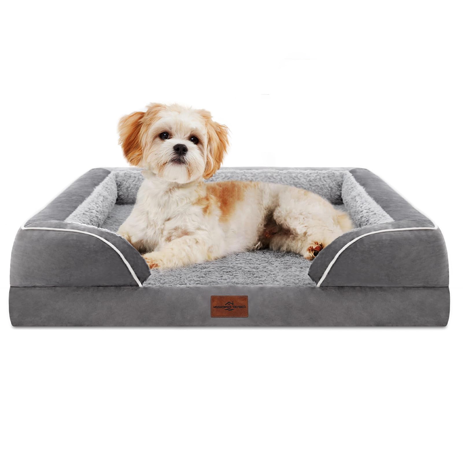 Comfort Expression Waterproof Small Dog Bed, Orthopedic Dog Sofa Bed for Puppy Dogs Durable Comfy Pet Bed with Washable Removable Cover & Non-Slip Bottom