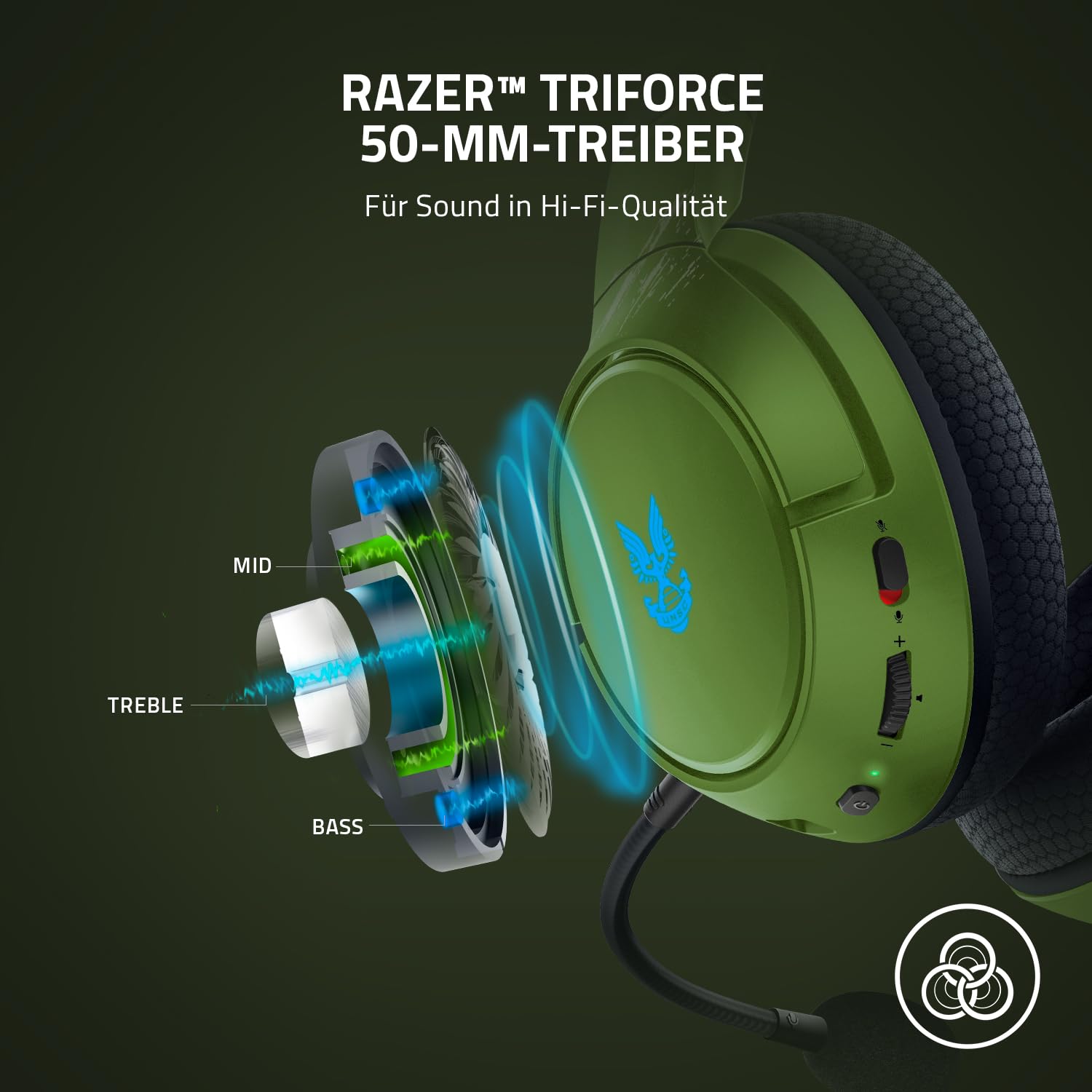 Razer Kaira Pro (Halo Infinite Edition) - Kabellose Gaming Kopfhörer für Xbox Series X / S + Xbox One + PC und Smartphone (Wireless Headset, Bluetooth, 50-mm-Treiber) HALO