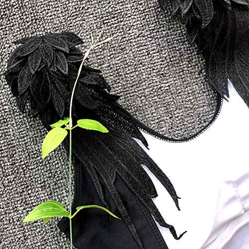 Connoworld Angel Wings Backless Women Push Up Monokini Solid Color Swimwear Bathing Suit Black L #TOP7