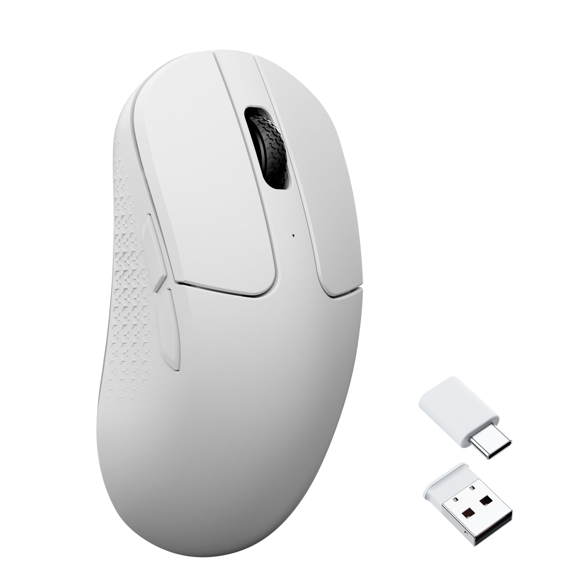 Keychron M3 Mini Mouse Gaming, 12000 DPI / 300 IPS, PixArt 3311, Bianco | 1000 Hz Polling Rate, 2,4 GHz / BT 5.2 / USB-C, Ultraleggero(55 g), Programmabile, Mouse Wireless per PC Laptop Computer Mac
