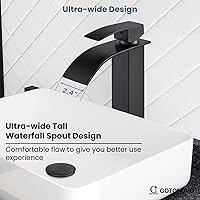 Vista 5 de gotonovo Grifo de baño alto en cascada, grifos de baño de una sola manija para fregadero de 1 agujero, grifo para lavabo tipo vasija de acero