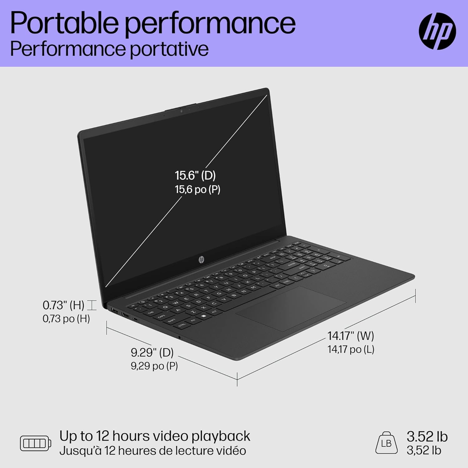 HP 15 inch Laptop for Students, Intel N100 Processor, 4GB RAM, 128