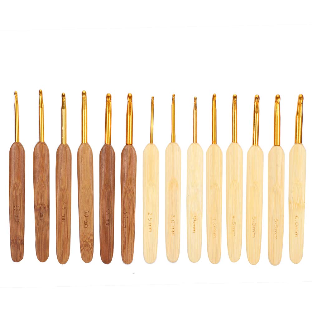 Crochet Needle, Handle Knitting Needle Knitting Needles Set Bamboo Carbonized Crocheting Kit Beginner 14Pcs/Set Crochet Hooks Set for Home