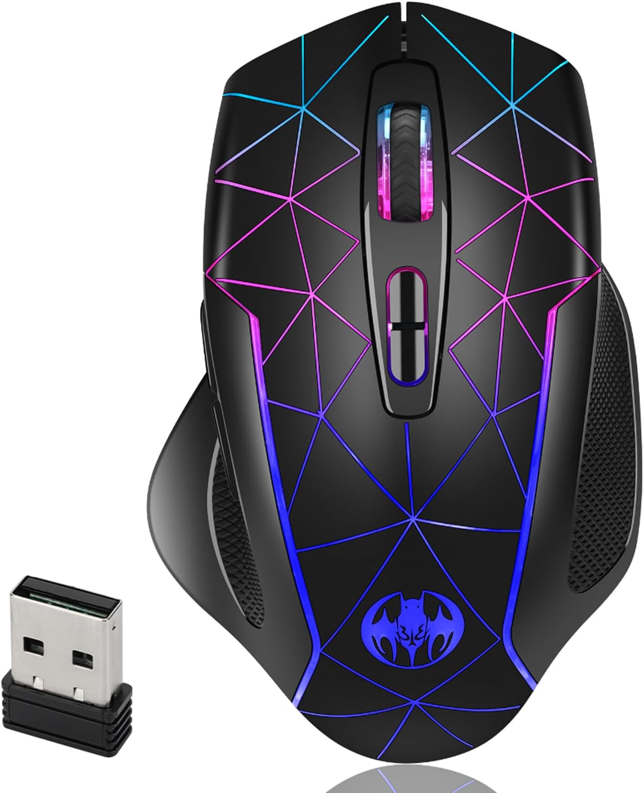 MELOGAGAWireless Gaming Mouse - 2.4G USB Cordless PC Game Mice with RGB Backlight, 3 Adjustable DPI + 7 Buttons for Laptops Desktop Mac Chromebook Computers