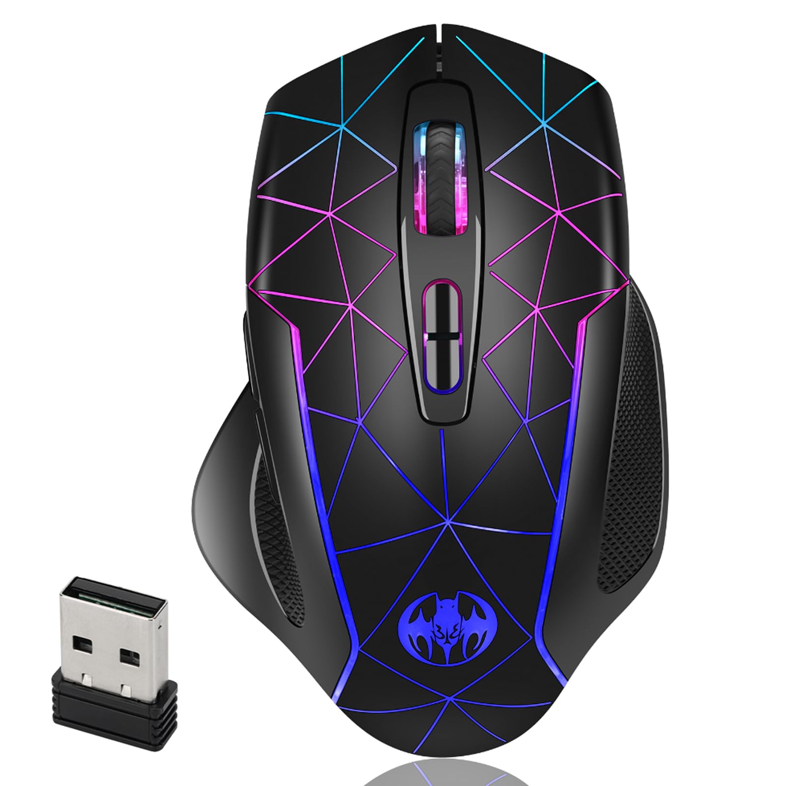 MELOGAGAWireless Gaming Mouse - 2.4G USB Cordless PC Game Mice with RGB Backlight, 3 Adjustable DPI + 7 Buttons for Laptops Desktop Mac Chromebook Computers