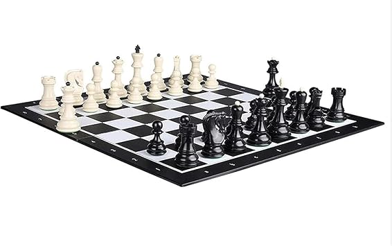 GAENZA New Professional Chess, 32 Black White Resin Chess Pieces, Portable Folding Plastic Chess Board, Chess Game Set for Kids and Adults Toys