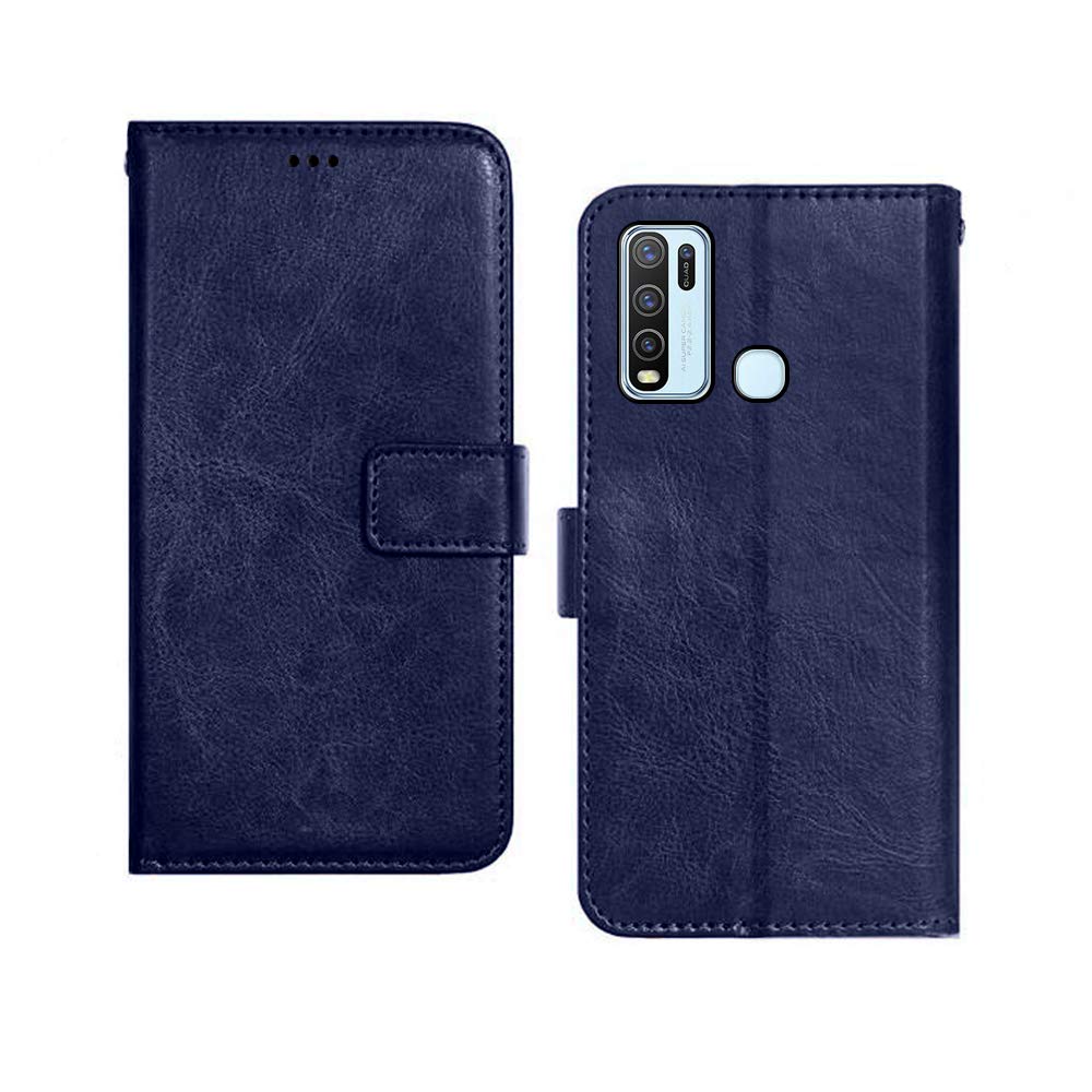 Pinaaki Enterprises Vivo Y50 Flip Case | Premium Leather Finish | with Card Pockets | Wallet Stand |Complete Protection Flip Cover for Vivo Y50 - Blue (B08JKN7JTR) Amazon Price History, Amazon Price Tracker