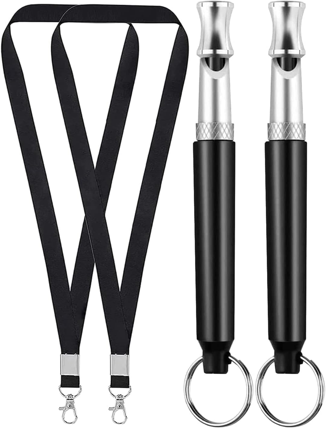 2 Pack Dog Whistle, Dog Whistle to Stop Barking Neighbors Dog, Adjustable Ultrasonic Silent Dog Whistle, Professional Recall Dog Training Whistles, with Lanyard (Black)