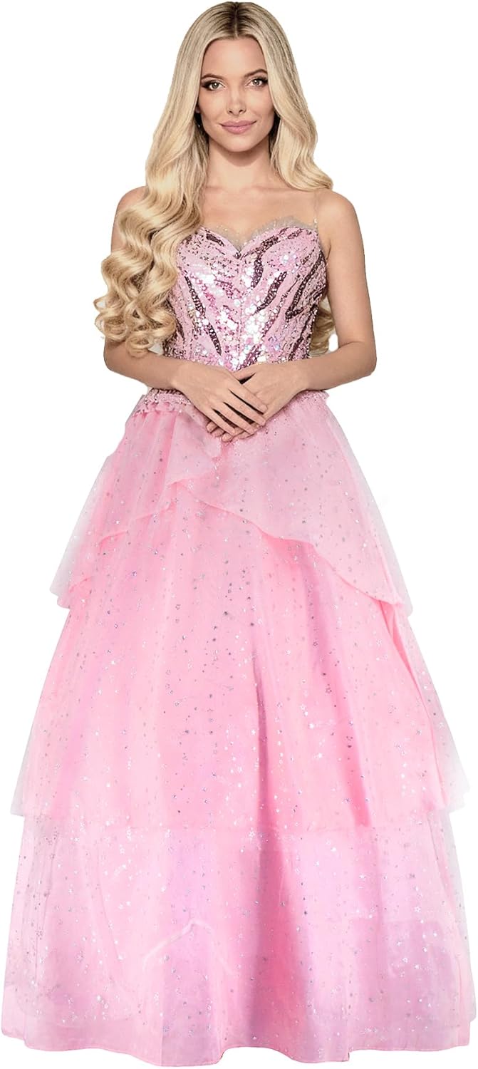 Glinda Costume Women Good Witch Pink Dress Adult Uniform Halloween Party Movie Cosplay Outfits - Image 4