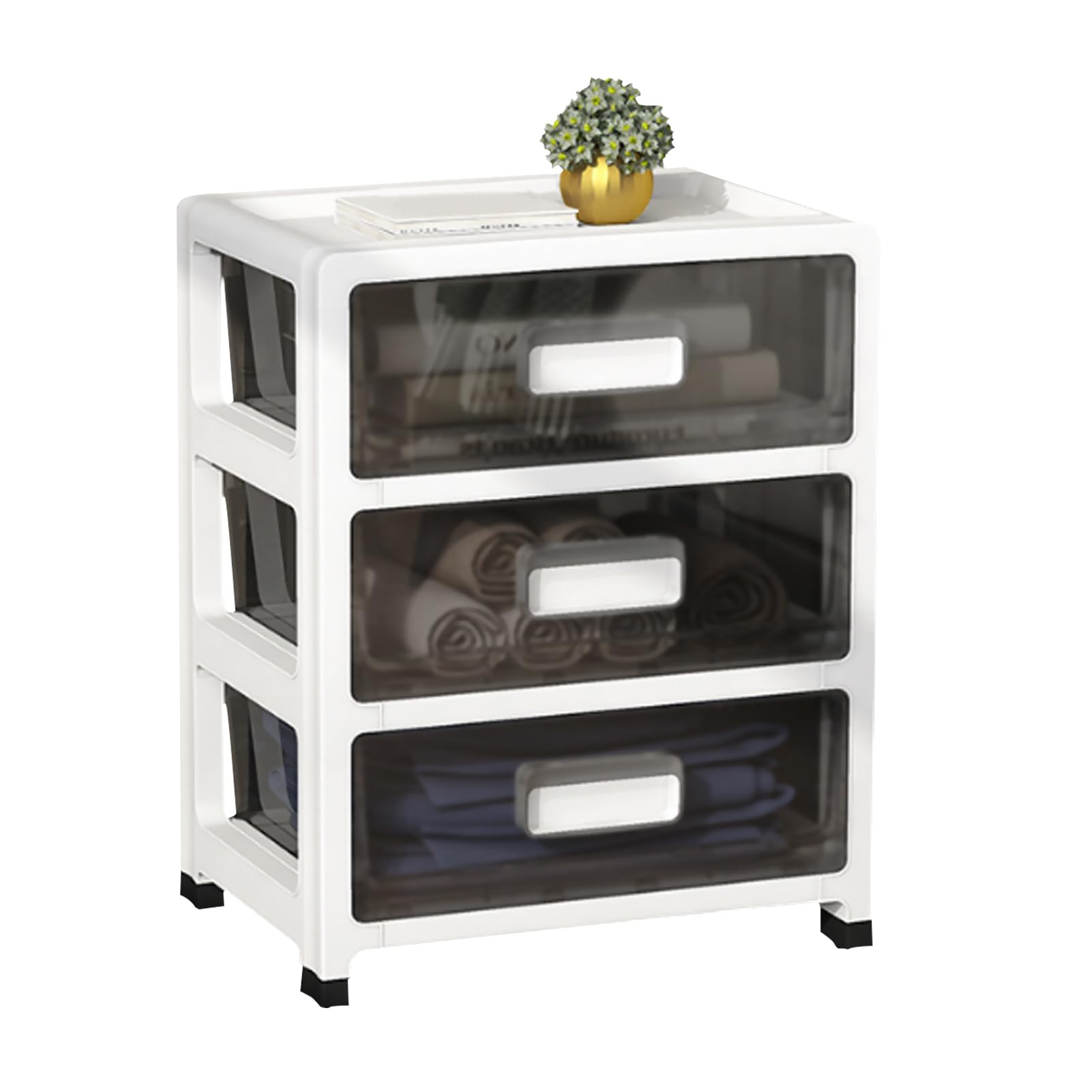 Plastic Drawers Storage Bins, Multifunctional 3 Tier Storage Cabinet Office File Organizer with Wheels, Mobile Storage Locker for Home, Office, Apartmentsl