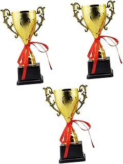 INOOMP 3 pcs Prizes Trophy Plastic Trophy Cups Gold Trophy Football Stuff Plastic Trophies Kid Stuff Award Ceremony Trophy Golden Trophy Golden Award Trophy Supplies Child Big Trophy