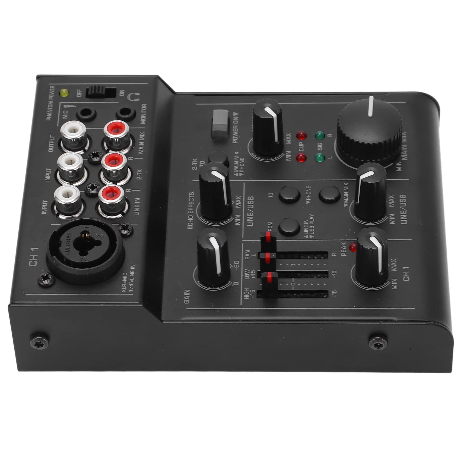 CHICIRIS Kompakter Digitaler Metallmixer, USB-betriebener Audio-Mixer-Controller mit Effekten, für Mikrofon, Computer, Laptop, PC, Mobiltelefon, Leistungsverstärker