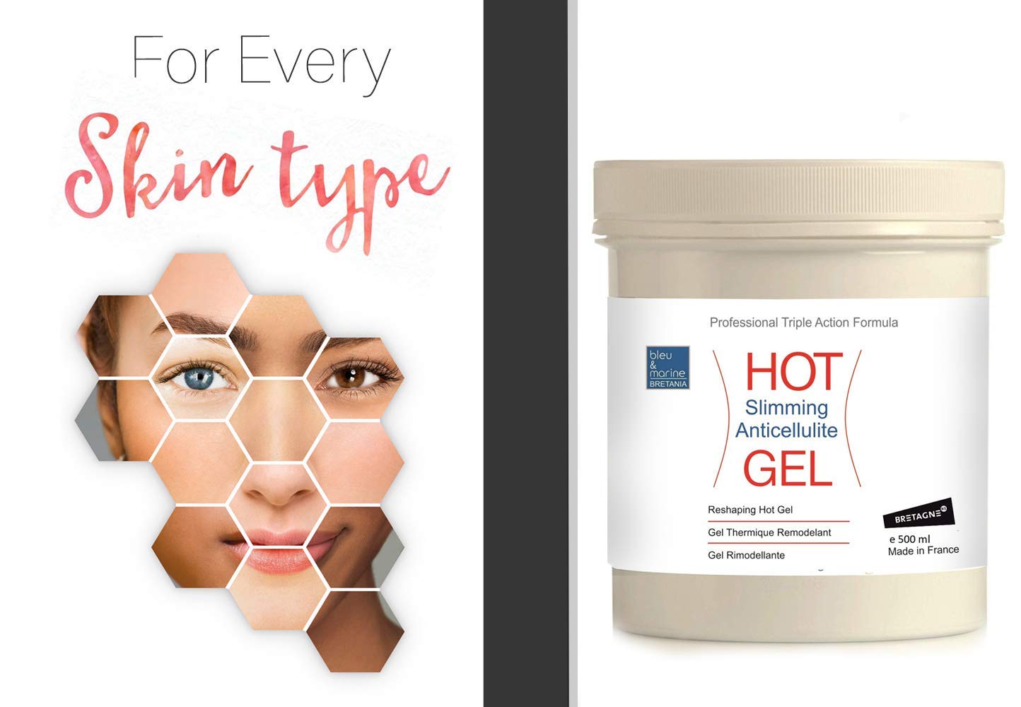 Gel Anticelulitico Efecto Calor Quema Grasa, Reductor y Anticelulitis con Efecto Reafirmante y Detox. Tratamiento Profesional con Aparatología y en Casa Hombre y Mujer - 500 ml