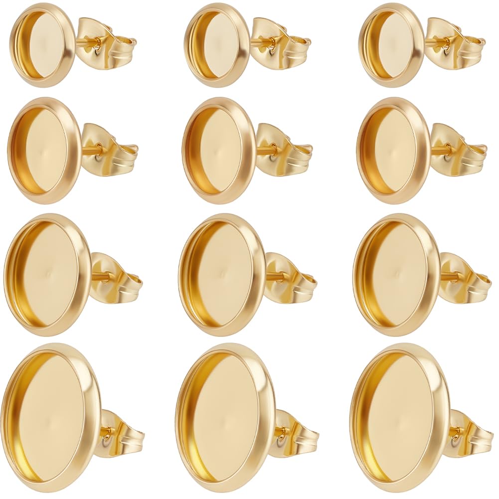 Boucles d'oreilles acier inoxydable support cabochon puce oreille avec fermoirs - 7