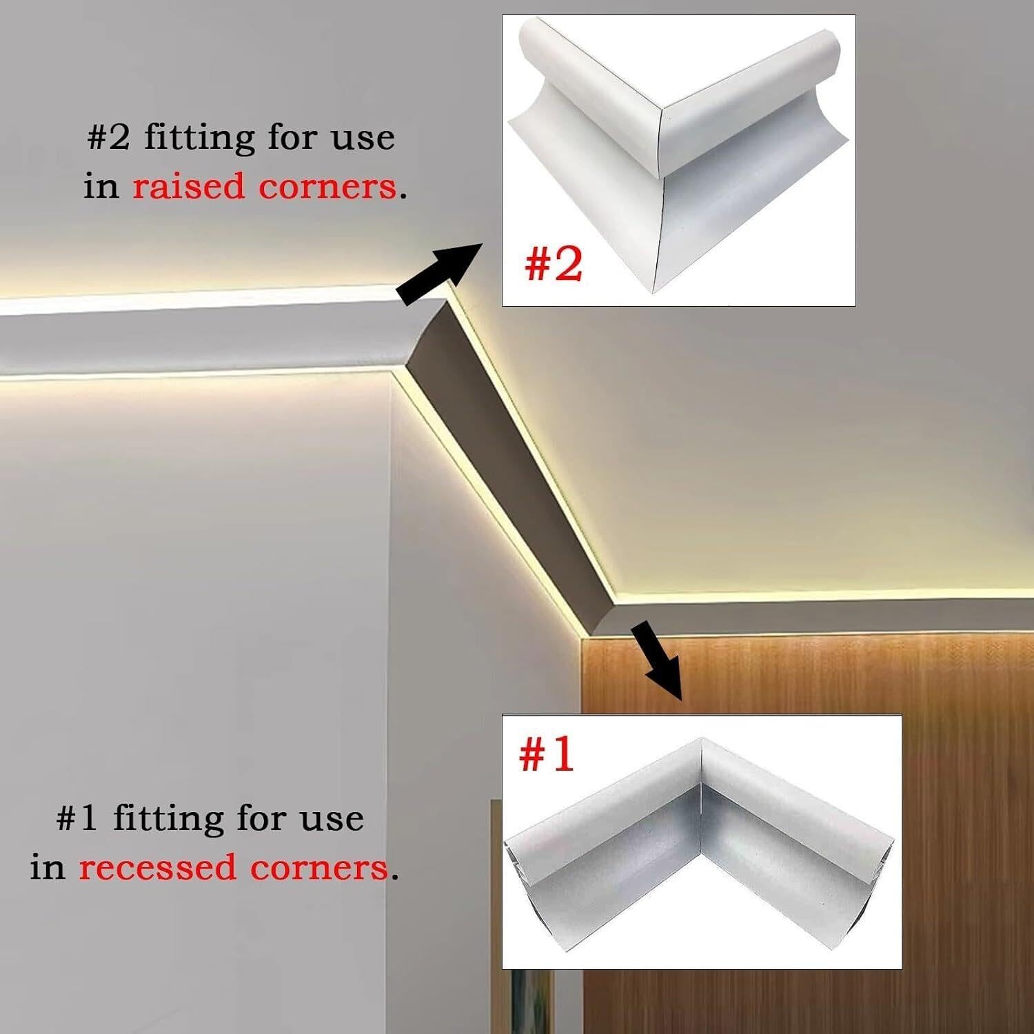 Aluminiowy kanał LED z akcesoriami narożnymi, listwa koronowa do taśm LED, profil LED do montażu powierzchniowego do szafek schodowych Półka na książki Salon Sypialnia(70m/229.7ft)