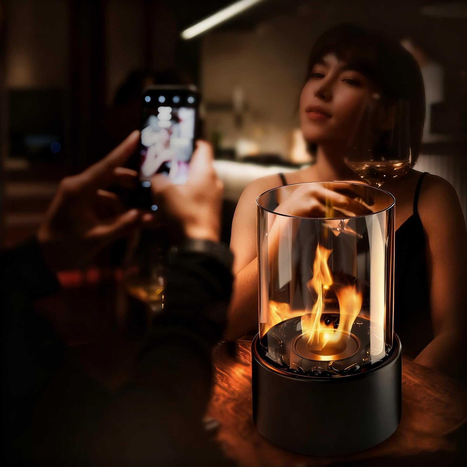 Tisch Kamin Mini Ofen aus Metall Dekorativer für Innenräume Wohnung Terrasse