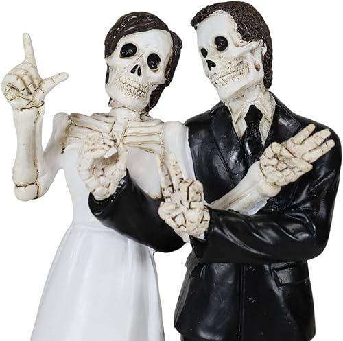 Miniatura 8 de Ebros Gift Día de los Muertos Esqueleto de Boda Novia y Novio Posando Con Amor Lenguaje de Señas de Mano, Figura para Pastel 6 pulgadas de alto Love