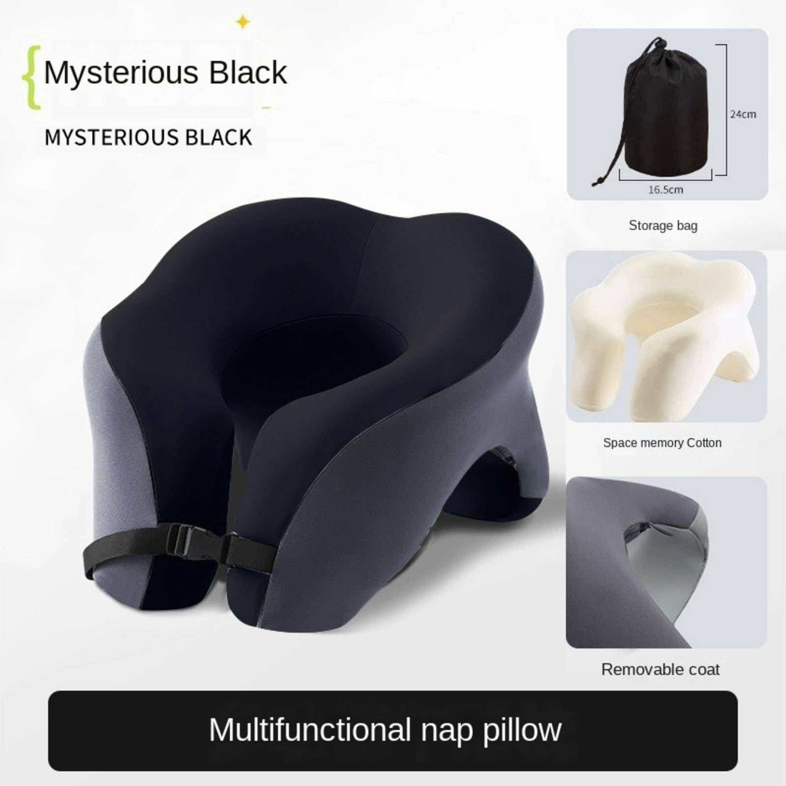 Cuscino cervicale da viaggio, 100% puro memory foam, supporto a forma di U, per aereo, ufficio, auto e casa, ideale per riposare la testa e il mento, comfort e relax
