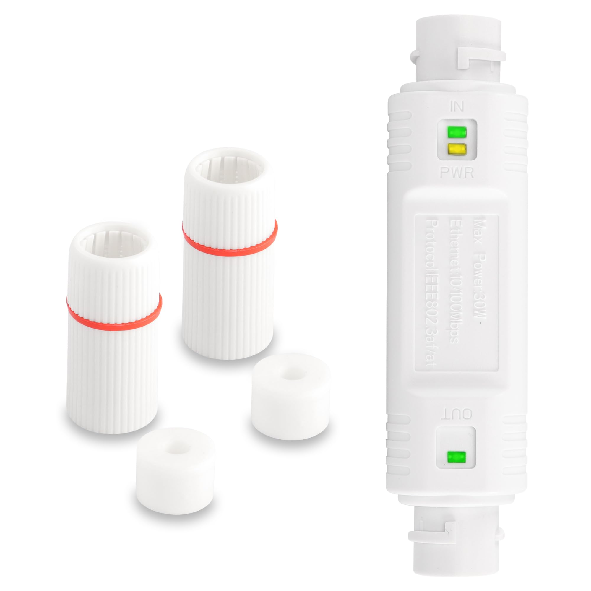 SinLoon IP67 Waterproof PoE Extender 100m/250m Extension 10/100Mbps Outdoor PoE Repeater RJ45 Ethernet PoE Extender for IP Camera Plug and Play (White)