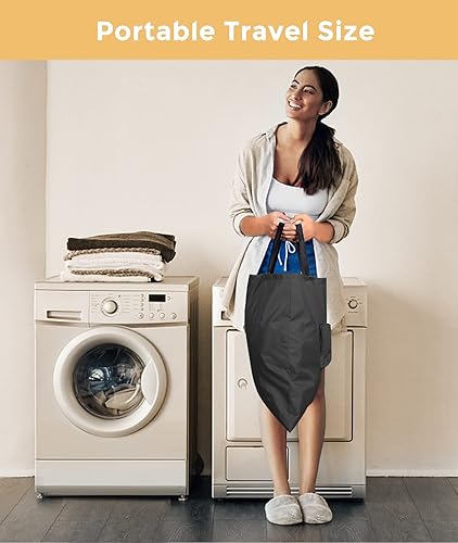 Vista 6 de Bolsas de viaje para lavandería, paquete de 2 bolsas de viaje para ropa sucia, bolsa de ropa sucia plegable para viajes, bolsa de lavandería lavable