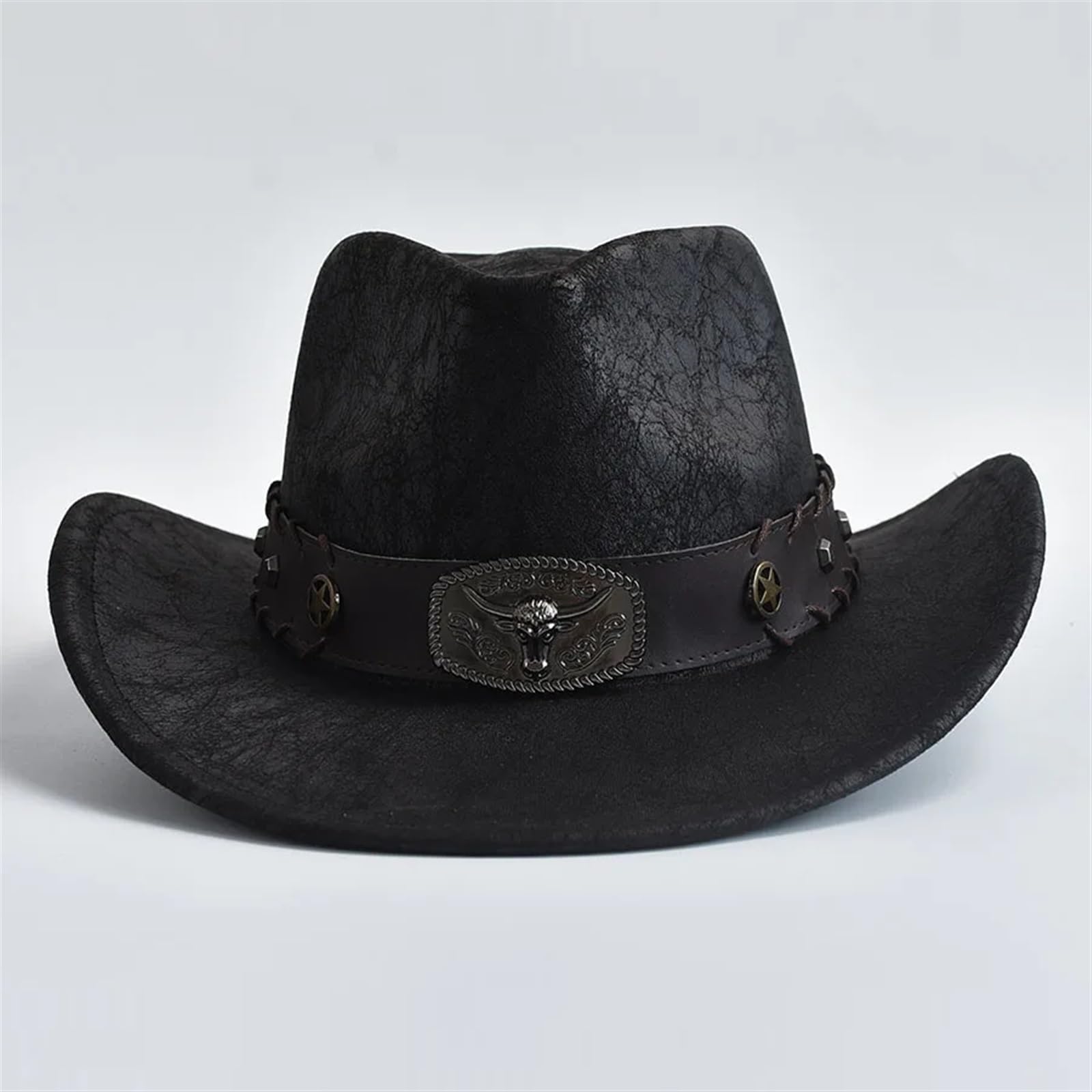 Cappello Cowboy Uomo Cappello da Cowboy Occidentale for Uomo Donna in Ecopelle Vintage Gentiluomo Cowgirl Costume Cappelli Jazz