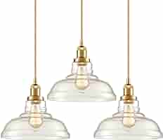 かなでもの　Gold × Glass　Ceiling Light 3 3-Layers Chandelier Gold Glass Pendant Light Fixture,20 inch