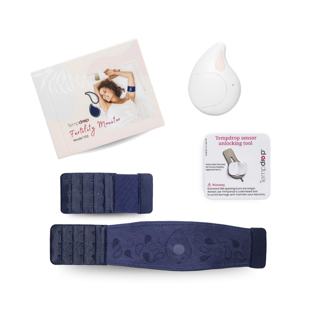 TEMPDROP Moniteur de fertilité avancé 2.0 et Suivi de l'ovulation - Capteur de Surveillance de la température basale du Corps (BBT) et Application de Graphique de fertilité, Brassard Confortable M
