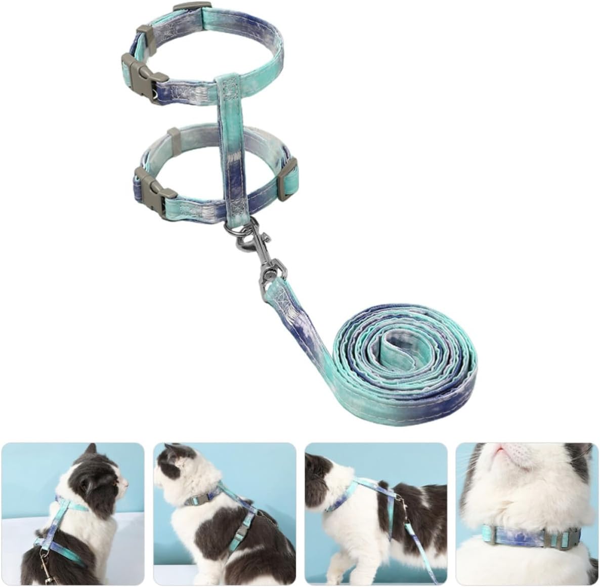 VILLCASE Adjustable Polyester Leash Cats Walking Harness and Set Cat for Soft Nylon Material, Wear Resistant, Prevents Getting Lost for 13.78-18.50in Bust Small Pets Suitable