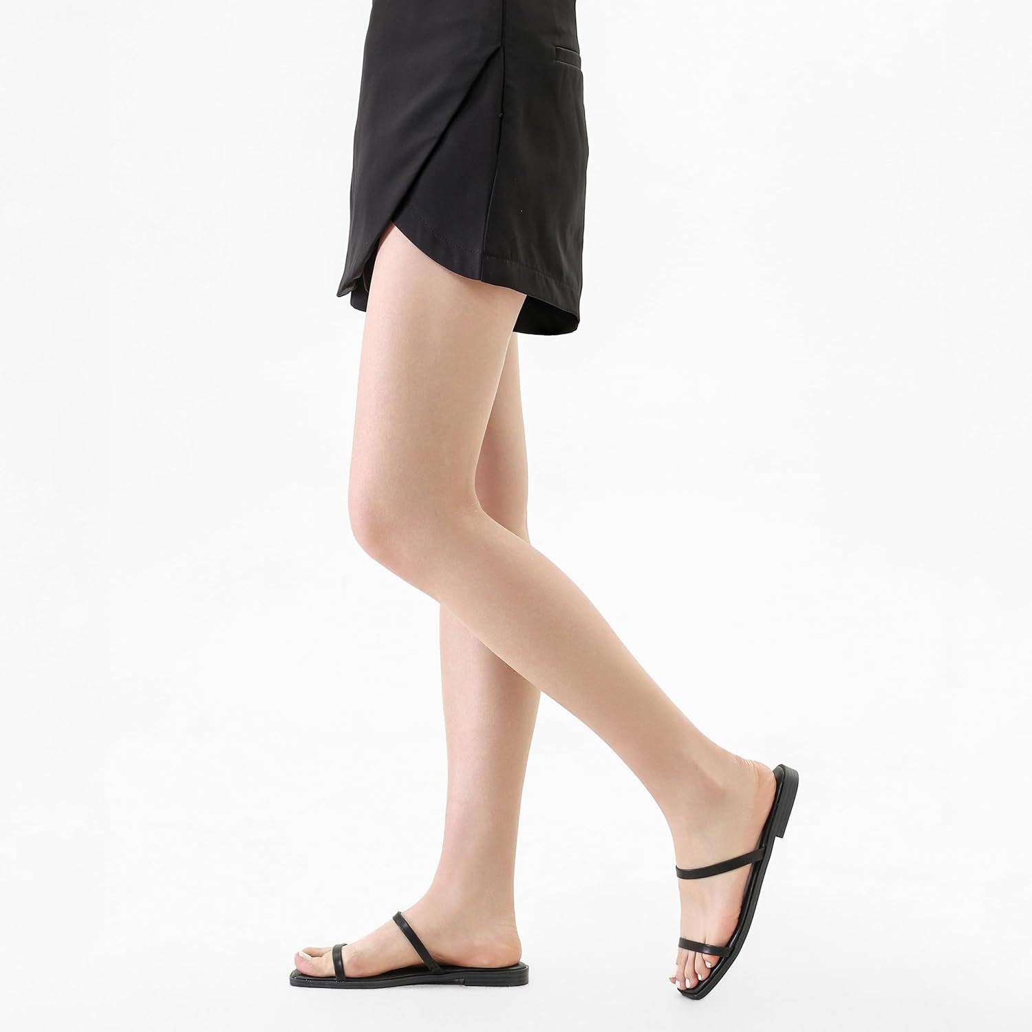 Shoe'N Tale Strappy Flat Sandals for Women Slip On Square Open Toe Slides Sandals - Image 7