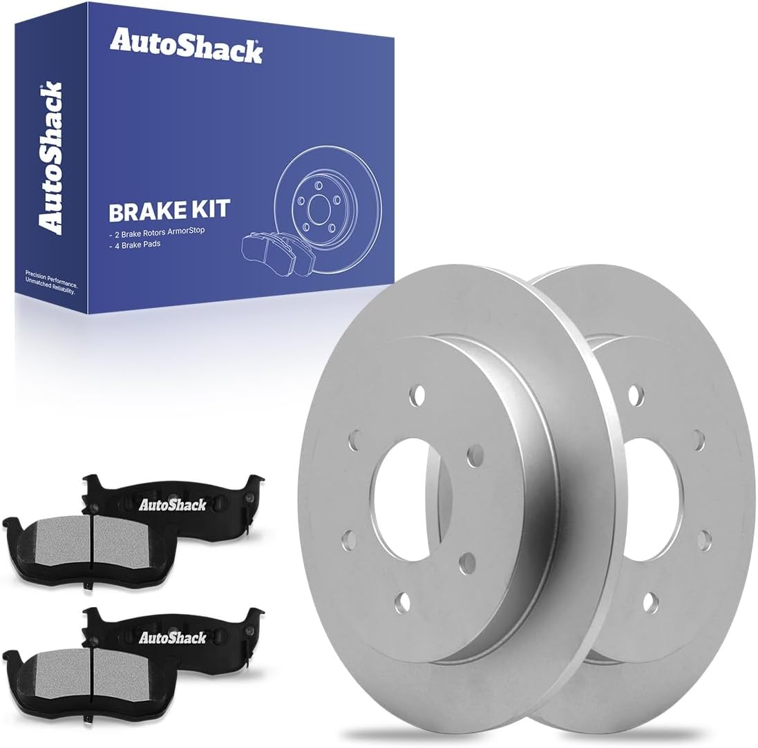 AutoShack Rear Solid Coated Brake Rotors + Ceramic Pads 6-PC Brake Kit Replacement for 2004-2015 Nissan TITAN 2005-2015 Nissan Armada 2004-2010 INFINITI QX56 ArmorStop 12.58" (319.5 mm)