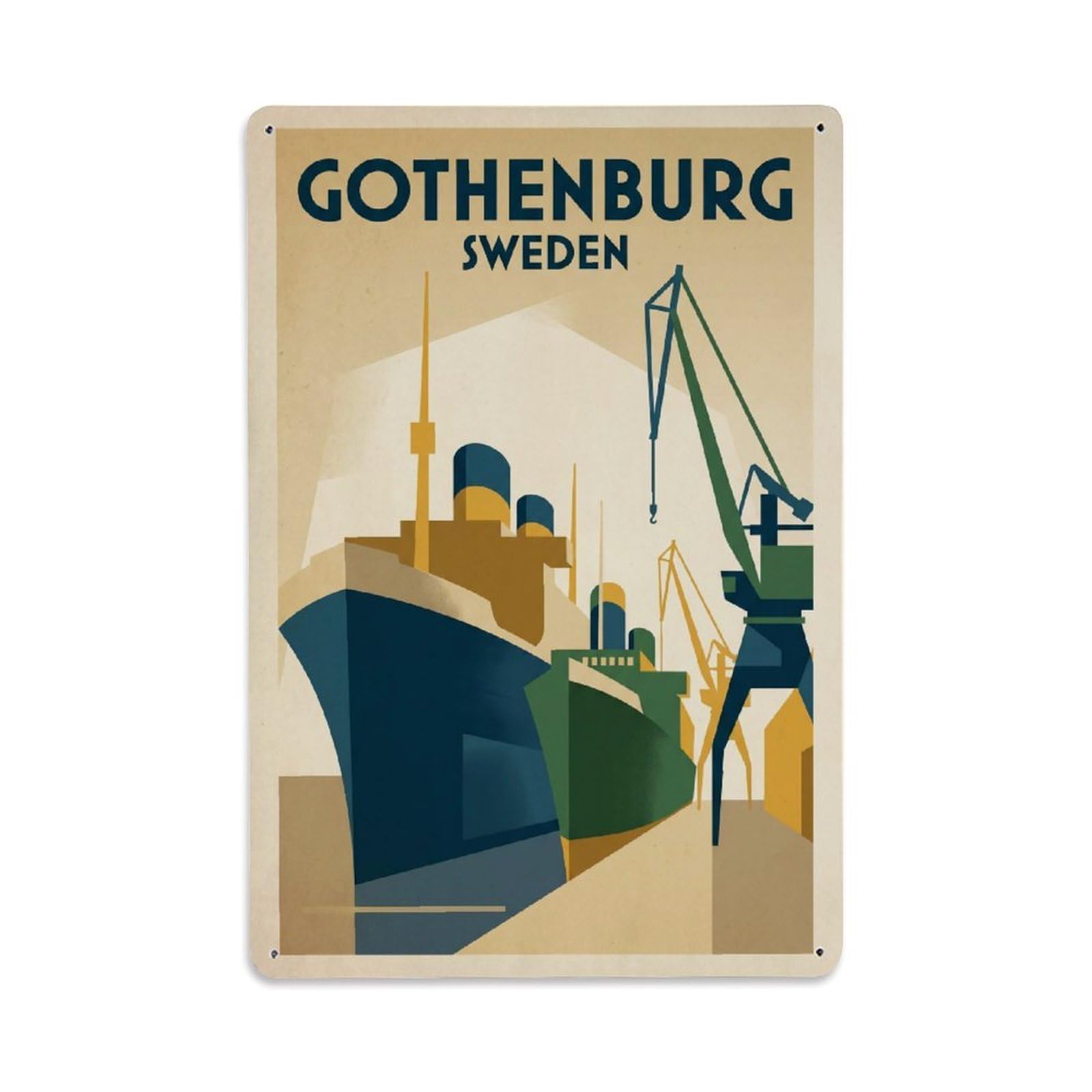 Travel Retro Sweden Gothenburg Metal Tin Sign