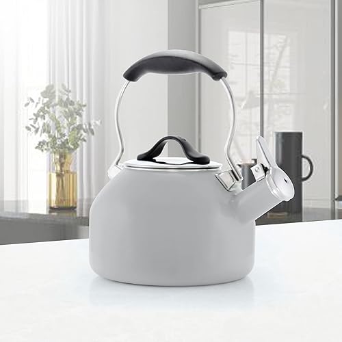 Miniatura 2 de Chantal Hervidor de 1.8 cuartos de galón, serie Oolong, esmalte premium en acero al carbono, silbido, calefacción uniforme y hervir rápido (blanco)