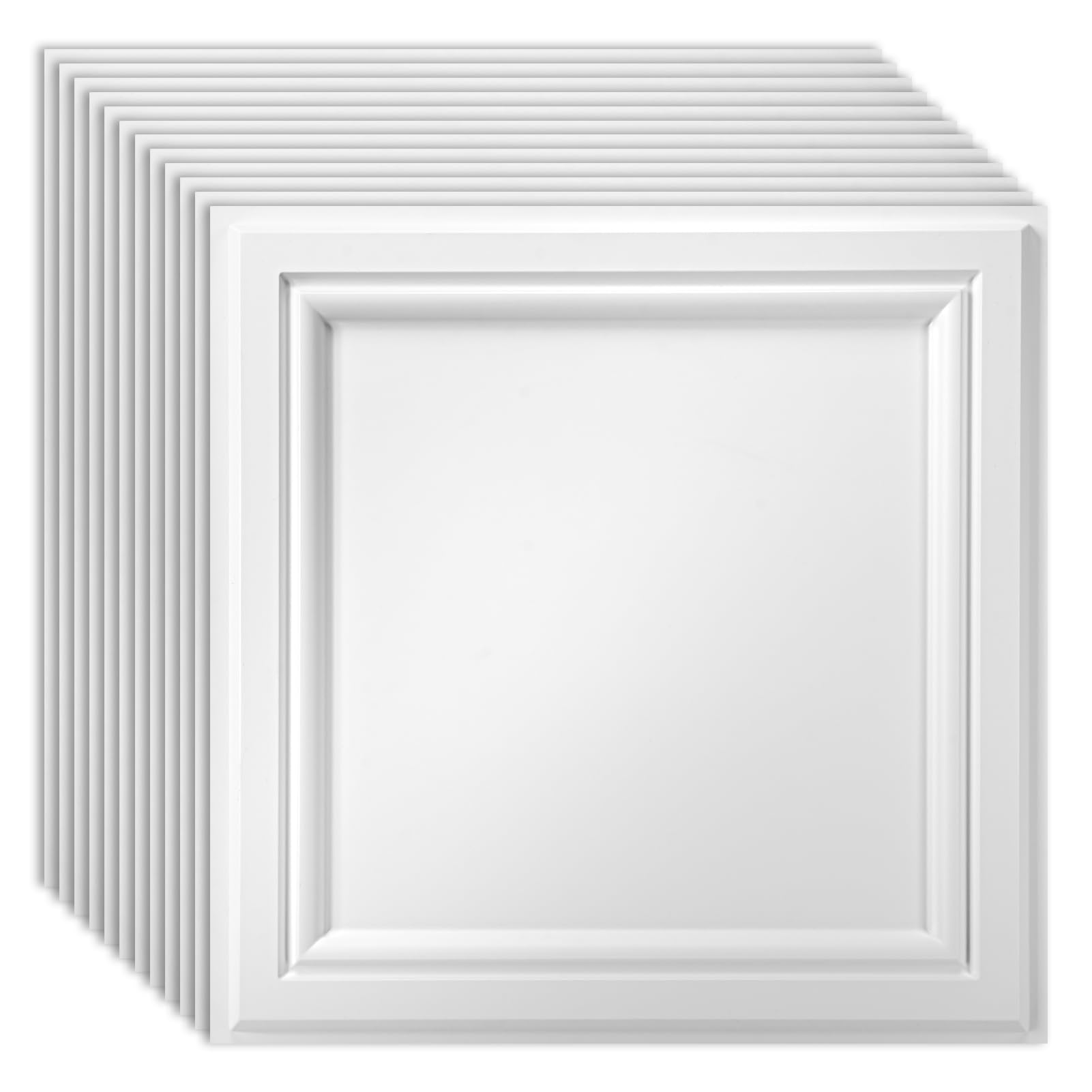 Art3d 12 Pack PVC Ceiling Tiles 24x24 Inches Waterproof Drop Ceiling Tiles/Wall Panels for Interior Wall Decor, Covers 48 Sq.,ft, Matte White
